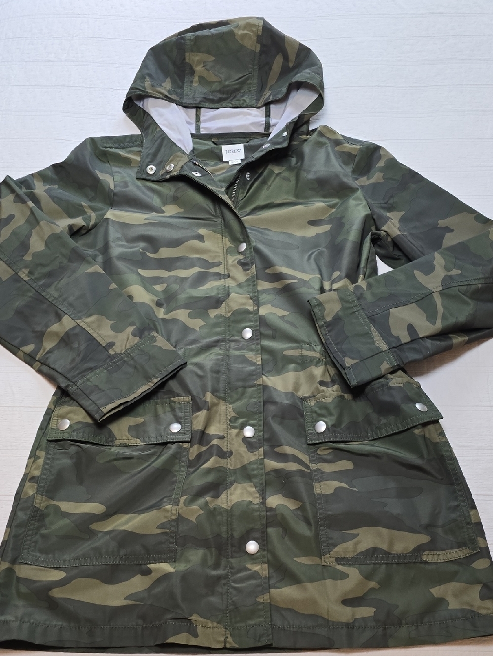 J Crew Factory Camoflauge Rain Jacket Size XS